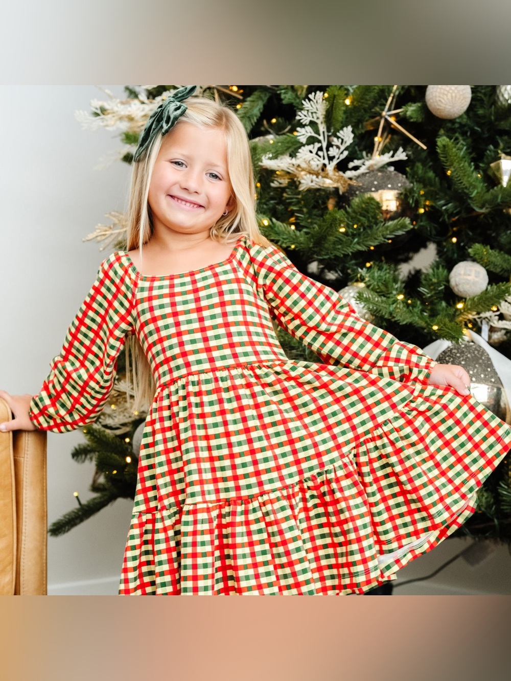 Alice + Ames Long Sleeve Juliet Dress in Cherry Check Print - Size 7 NEW!